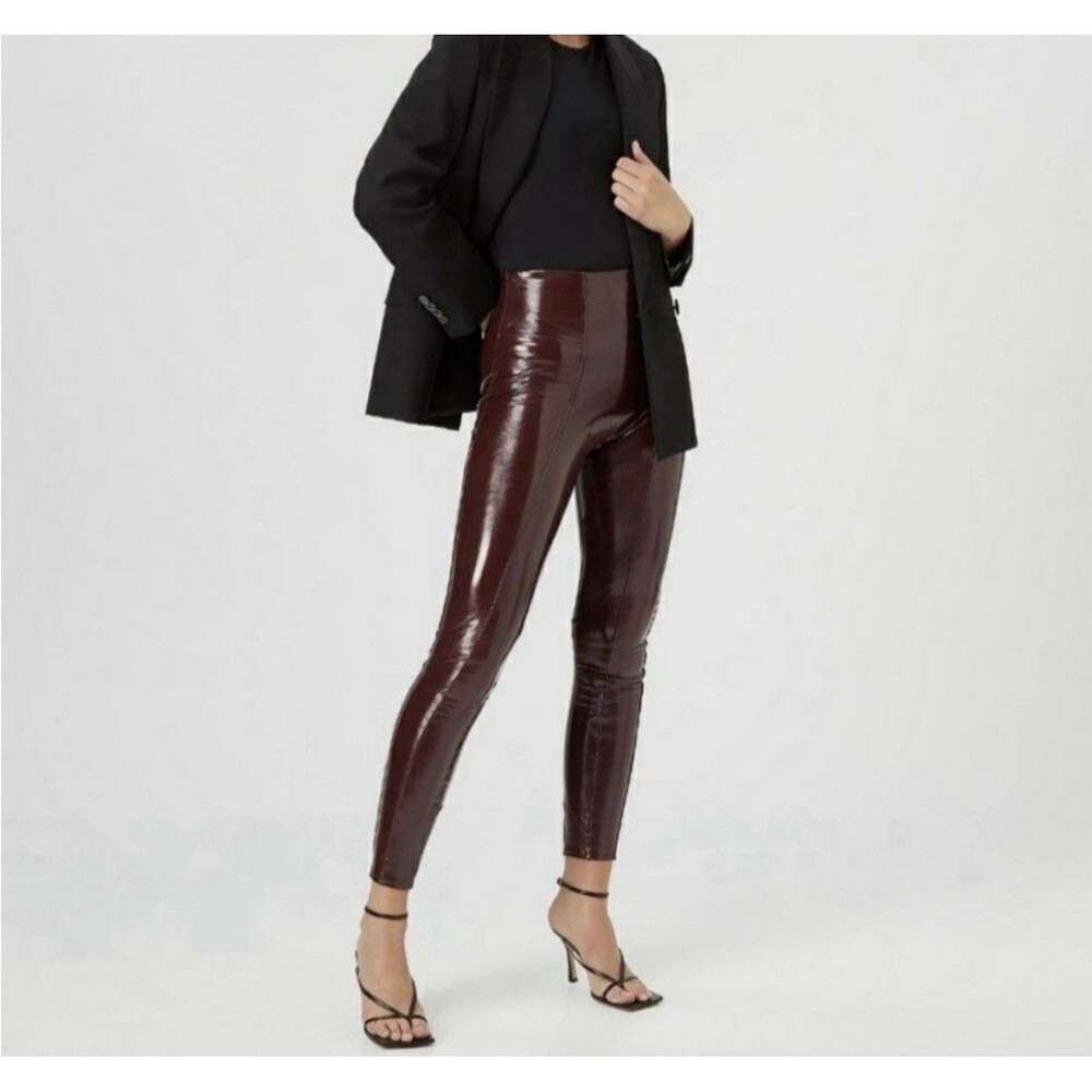 NWT Spanx Faux Patent Leather Leggings Liquid Gloss Ruby Red Medium 20301R